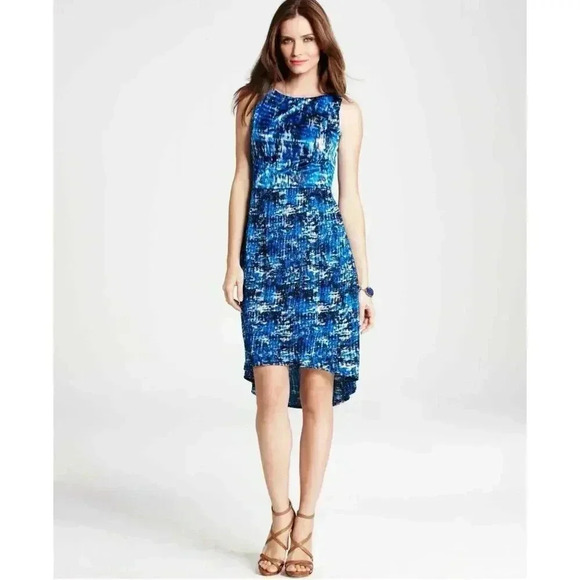 NWT Ann Taylor Filtered Blossoms Print Pleated Dress Color Blue Size 6T - Picture 1 of 10